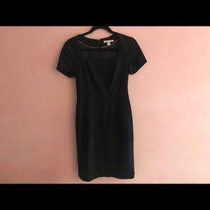 Banana Republic Black Pleat Neck Sheath Dress